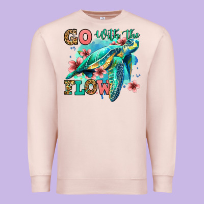 Go With The Flow Floral Turtle Premium Sweatshirt Designed By Jasminsmagicworld