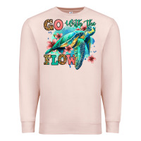 Pale Pink go with the flow floral turtle Premium Sweatshirt - Jasminsmagicworld