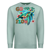 Seafoam go with the flow floral turtle Premium Sweatshirt - Jasminsmagicworld