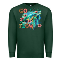 Sports Green go with the flow floral turtle Premium Sweatshirt - Jasminsmagicworld
