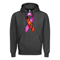 Charcoal Heather Breast Cancer Ribbon Basketball Zipper Hoodie - texasbilliewilder