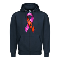 Navy Breast Cancer Ribbon Basketball Zipper Hoodie - texasbilliewilder