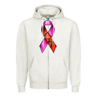 Oatmeal Heather Breast Cancer Ribbon Basketball Zipper Hoodie - texasbilliewilder