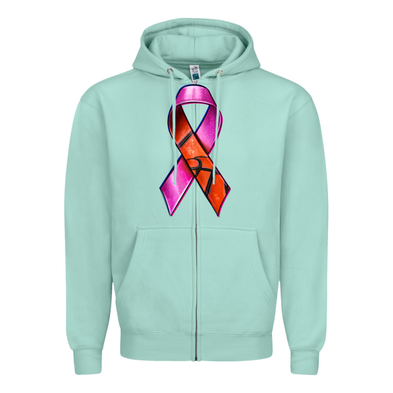 Breast Cancer Ribbon Basketball Zipper Hoodie by texasbilliewilder | Teevron