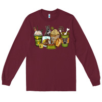Burgundy pitbull coffee cups Long Sleeve Tee - Zillion Design Studio