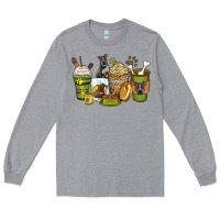 Heather Grey pitbull coffee cups Long Sleeve Tee - Zillion Design Studio