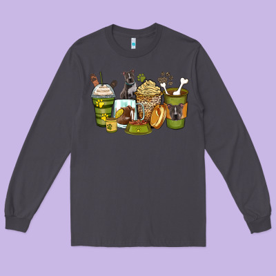 Pitbull Coffee Cups Long Sleeve Tee Designed By Zillion Design Studio