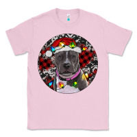 Bubblegum Pink pitbull and buffalo plaid Classic Tee - RanaPortraitStore