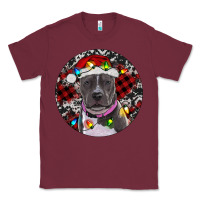 Burgundy pitbull and buffalo plaid Classic Tee - RanaPortraitStore