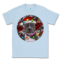 Dusty Blue pitbull and buffalo plaid Classic Tee - RanaPortraitStore