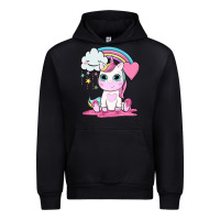 Black cute unicorn and rainbow Urban Hoodie - NancyCooperArtShop