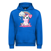 Cobalt cute unicorn and rainbow Urban Hoodie - NancyCooperArtShop