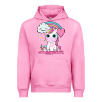 Fuchsia Pink cute unicorn and rainbow Urban Hoodie - NancyCooperArtShop