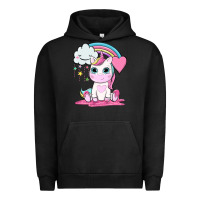Pigment Black cute unicorn and rainbow Urban Hoodie - NancyCooperArtShop