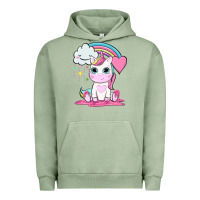 Pigment Oil Green cute unicorn and rainbow Urban Hoodie - NancyCooperArtShop