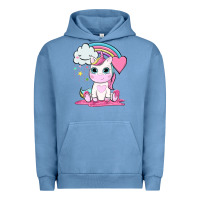 Pigment Pebble Blue cute unicorn and rainbow Urban Hoodie - NancyCooperArtShop
