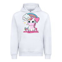 White cute unicorn and rainbow Urban Hoodie - NancyCooperArtShop