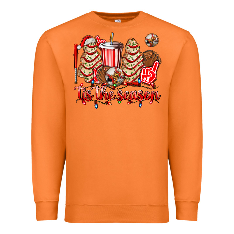 Tis The Season Christmas Tree  Cake Baseball Premium Sweatshirt by AdoDesignShop | Teevron
