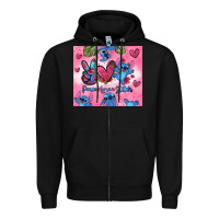 Black peace love stitch Zipper Hoodie - Zillion Design Studio