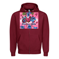 Burgundy peace love stitch Zipper Hoodie - Zillion Design Studio