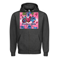 Charcoal Heather peace love stitch Zipper Hoodie - Zillion Design Studio