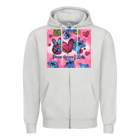 Dove Grey peace love stitch Zipper Hoodie - Zillion Design Studio