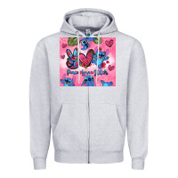 Heather Grey peace love stitch Zipper Hoodie - Zillion Design Studio