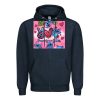 Navy peace love stitch Zipper Hoodie - Zillion Design Studio