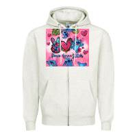 Oatmeal Heather peace love stitch Zipper Hoodie - Zillion Design Studio