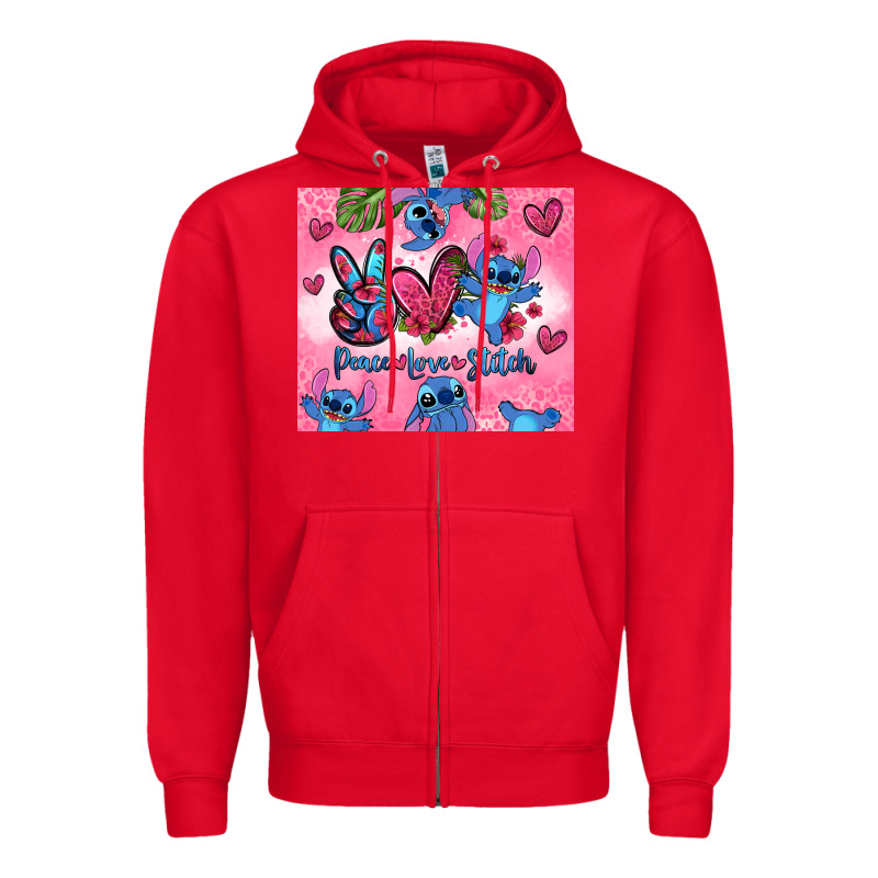 Peace Love Stitch Zipper Hoodie by Zillion Design Studio | Teevron