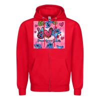 Red peace love stitch Zipper Hoodie - Zillion Design Studio