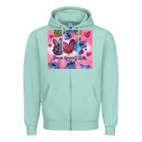 Seafoam peace love stitch Zipper Hoodie - Zillion Design Studio