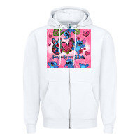White peace love stitch Zipper Hoodie - Zillion Design Studio