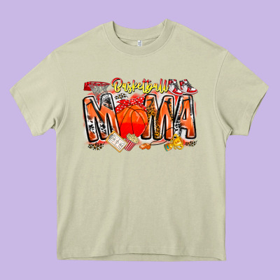 Basketball Mama Heavy Core Tee Designed By Cowhidedigitalart