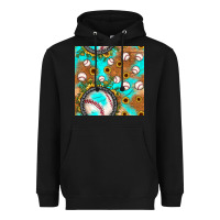 Black baseball turquoise sunflower seamless pattern Heavyweight Hoodie - JahusDesignShop