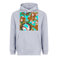 Heather Grey baseball turquoise sunflower seamless pattern Heavyweight Hoodie - JahusDesignShop