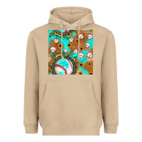 Mushroom baseball turquoise sunflower seamless pattern Heavyweight Hoodie - JahusDesignShop