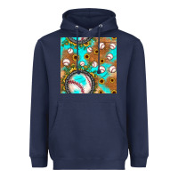 Navy baseball turquoise sunflower seamless pattern Heavyweight Hoodie - JahusDesignShop