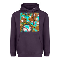 Plum baseball turquoise sunflower seamless pattern Heavyweight Hoodie - JahusDesignShop
