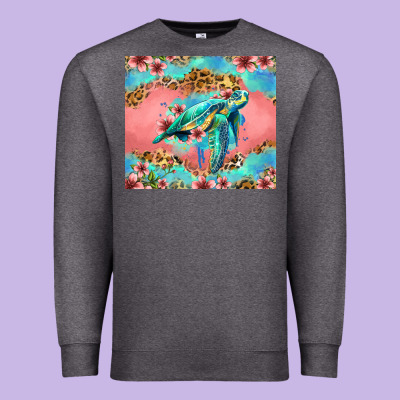 Floral Turtle Premium Sweatshirt Designed By Jasminsmagicworld