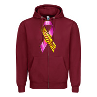 Burgundy Breast Cancer Ribbon Softball Zipper Hoodie - texasbilliewilder