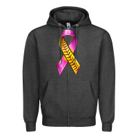 Charcoal Heather Breast Cancer Ribbon Softball Zipper Hoodie - texasbilliewilder