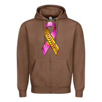 Chestnut Breast Cancer Ribbon Softball Zipper Hoodie - texasbilliewilder