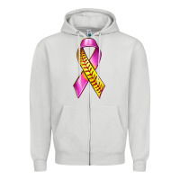 Breast Cancer Ribbon Softball Zipper Hoodie | Teevron