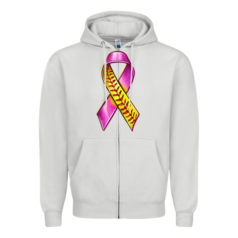 Breast Cancer Ribbon Softball Zipper Hoodie by texasbilliewilder | Teevron