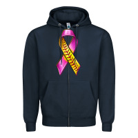 Navy Breast Cancer Ribbon Softball Zipper Hoodie - texasbilliewilder