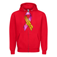 Red Breast Cancer Ribbon Softball Zipper Hoodie - texasbilliewilder