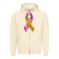 Sandshell Breast Cancer Ribbon Softball Zipper Hoodie - texasbilliewilder