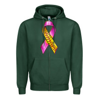 Sports Green Breast Cancer Ribbon Softball Zipper Hoodie - texasbilliewilder
