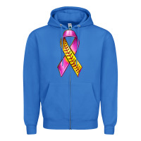 True Royal Breast Cancer Ribbon Softball Zipper Hoodie - texasbilliewilder